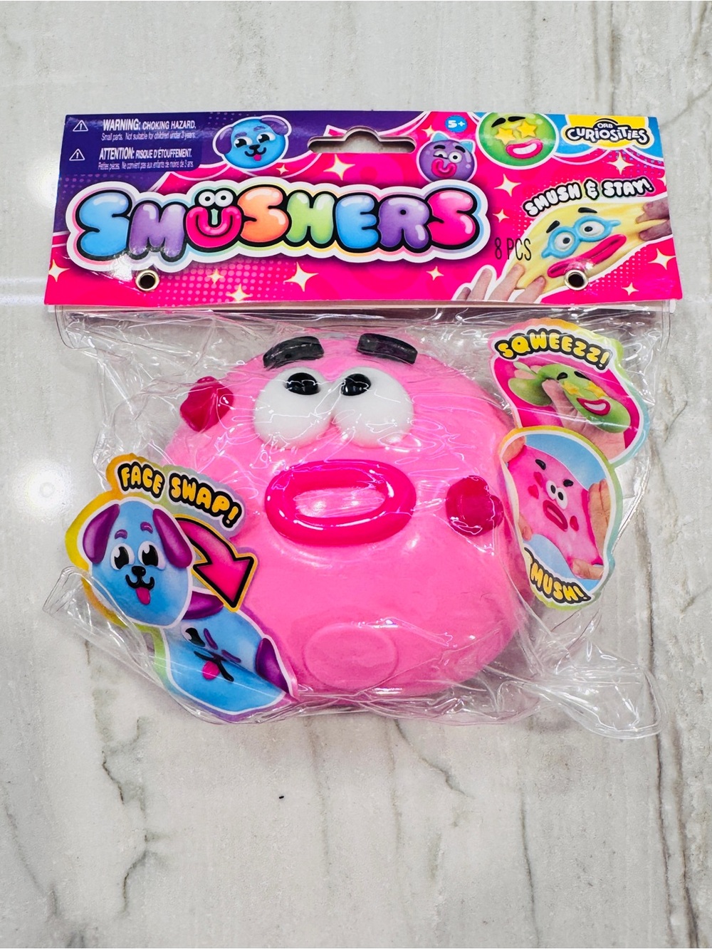 Smushers Face Swap Squeezy Fidget Toy Pink Viral Squishy ORB Curiosities RARE